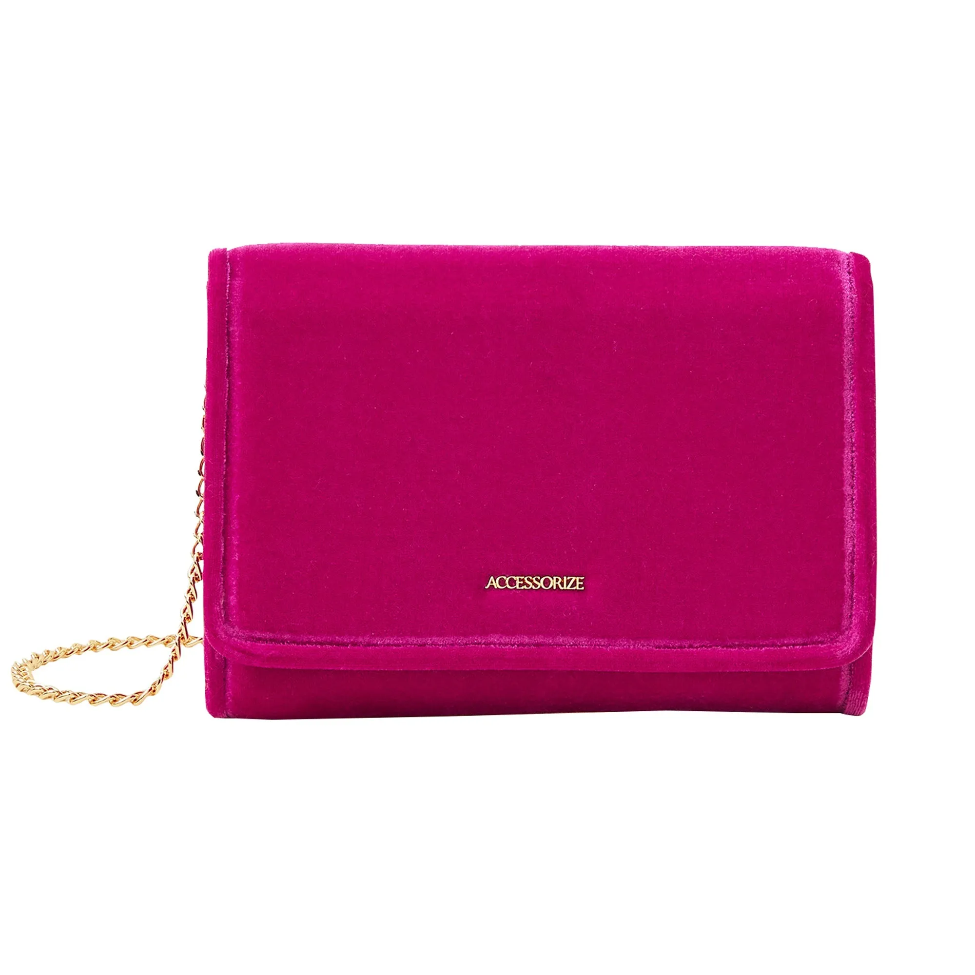 Accessorize London Women's Fuchsia Velvet Cross Body Bag