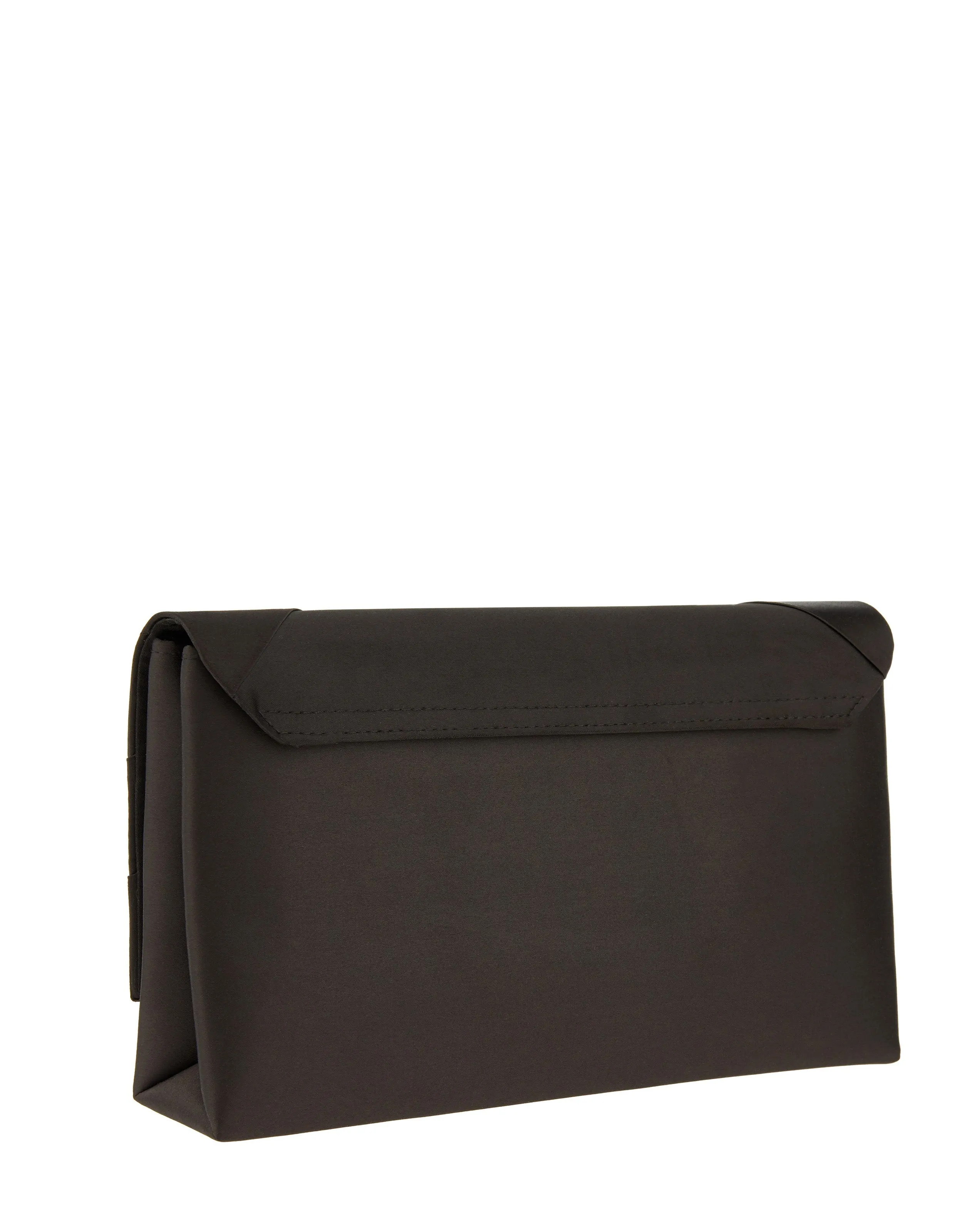 Accessorize London Women's Satin Foldover Black Clutch