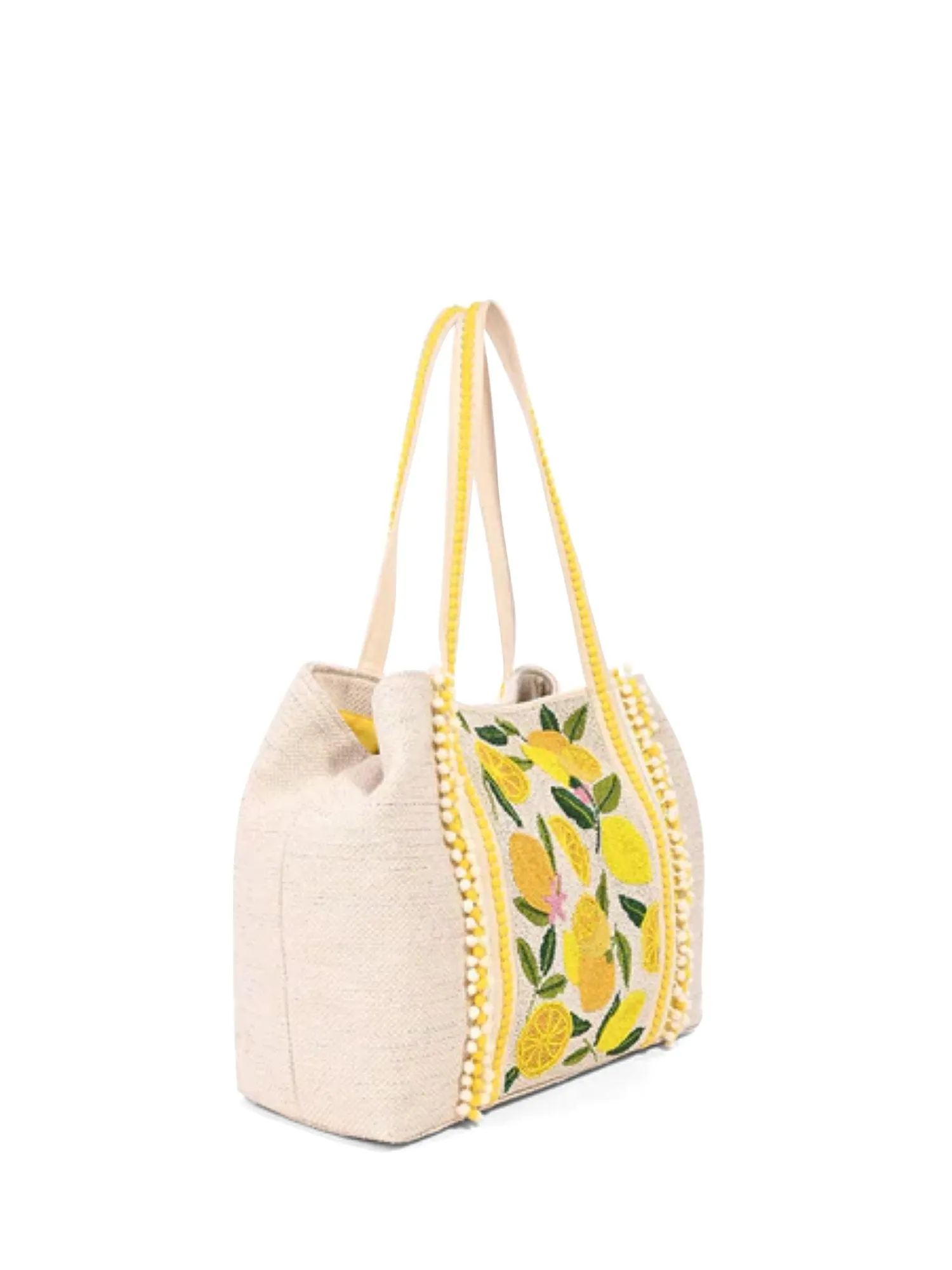 America & Beyond Lemon-Beaded Canvas Tote Bag - Brands We Love