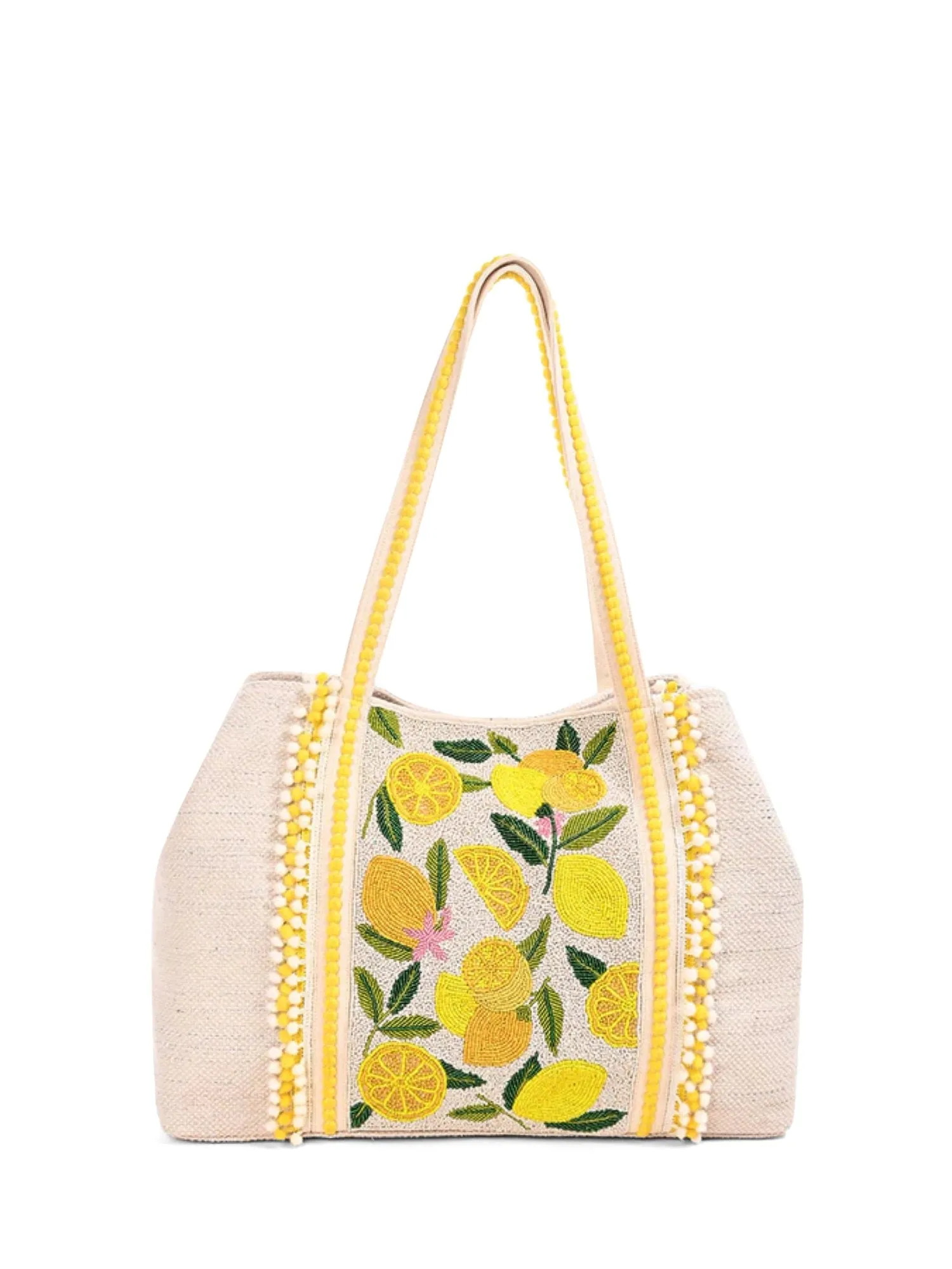 America & Beyond Lemon-Beaded Canvas Tote Bag - Brands We Love