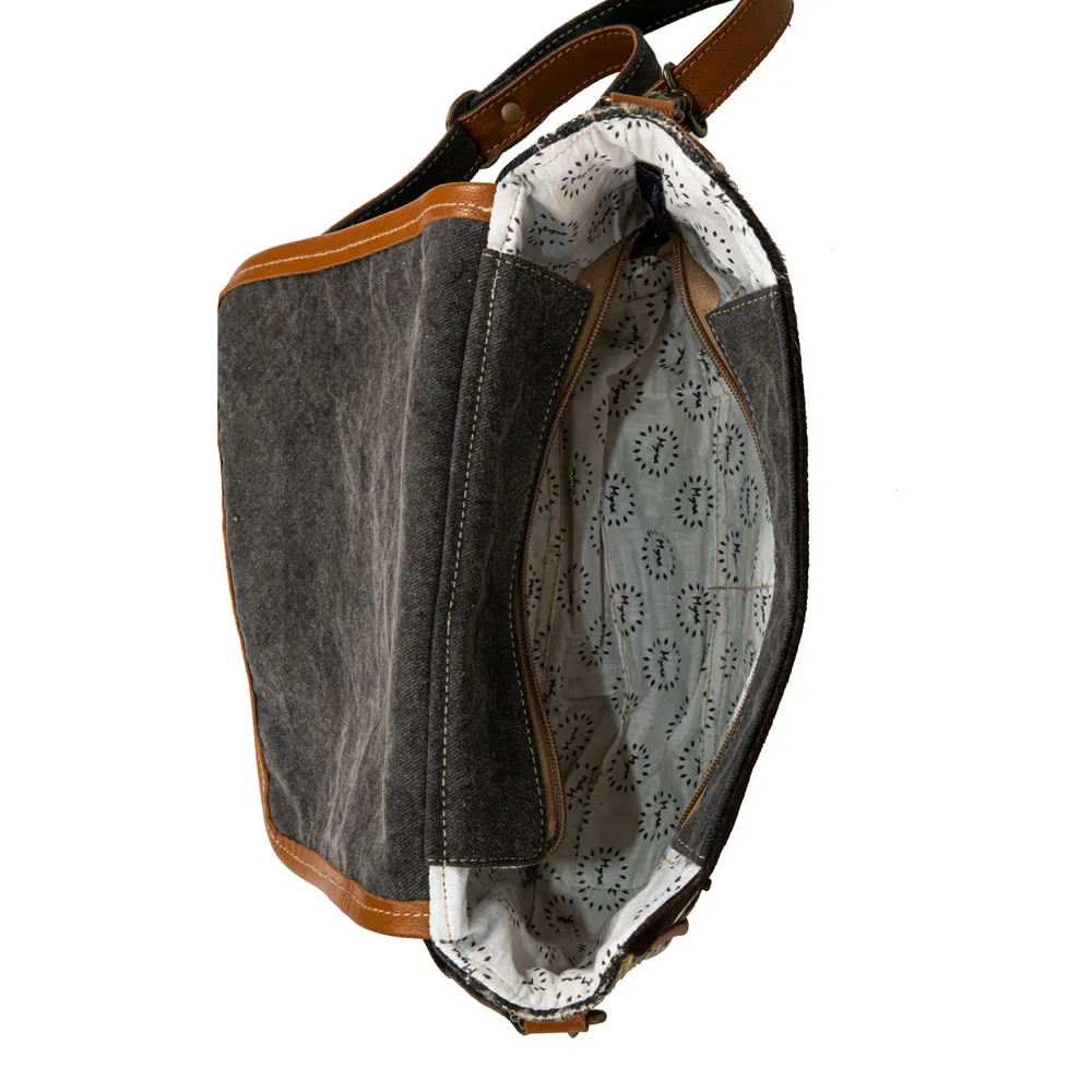 Bison Ridge Messenger Bag With Hair-On Hide