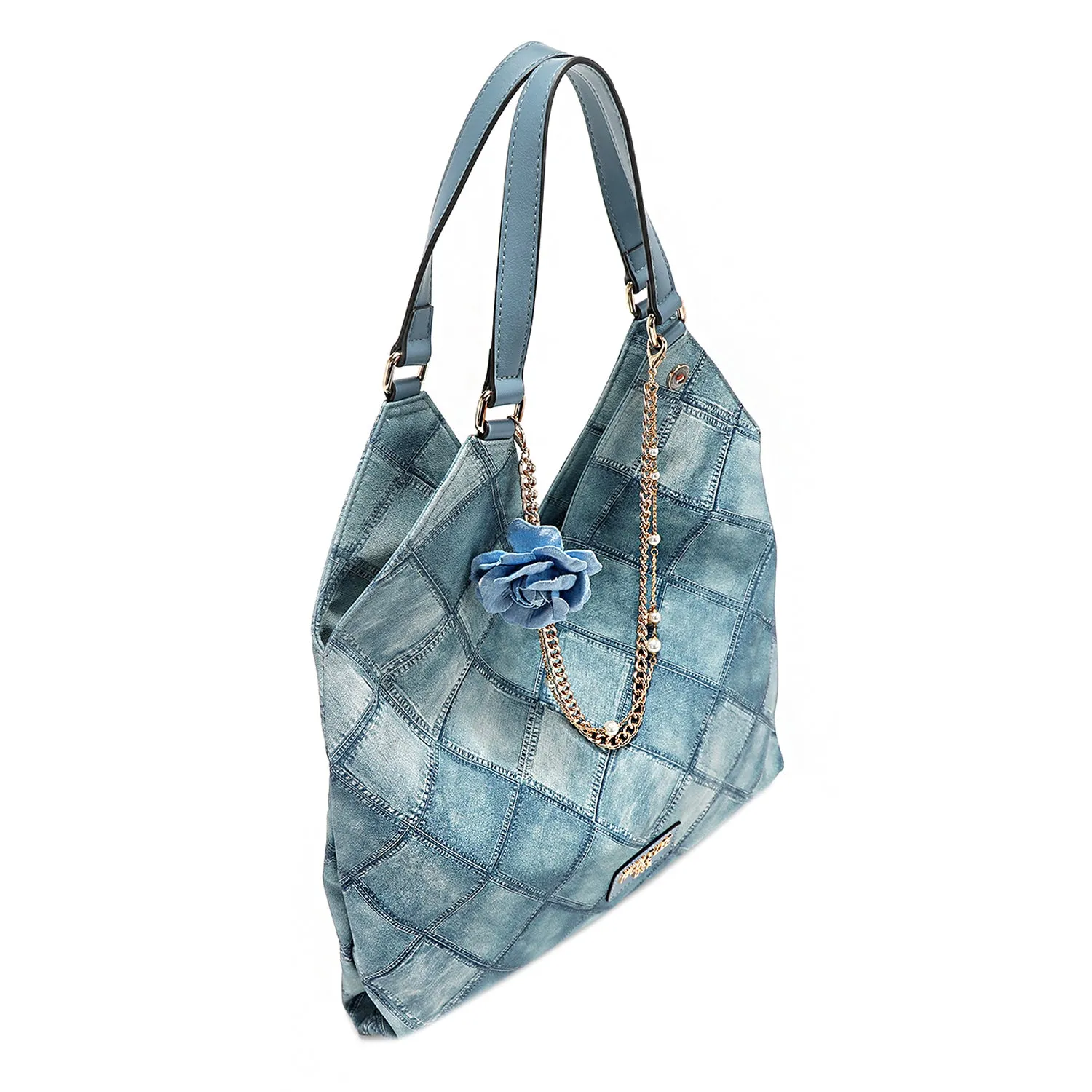 BLUE FLOWER LARGE SHOULDER BAG