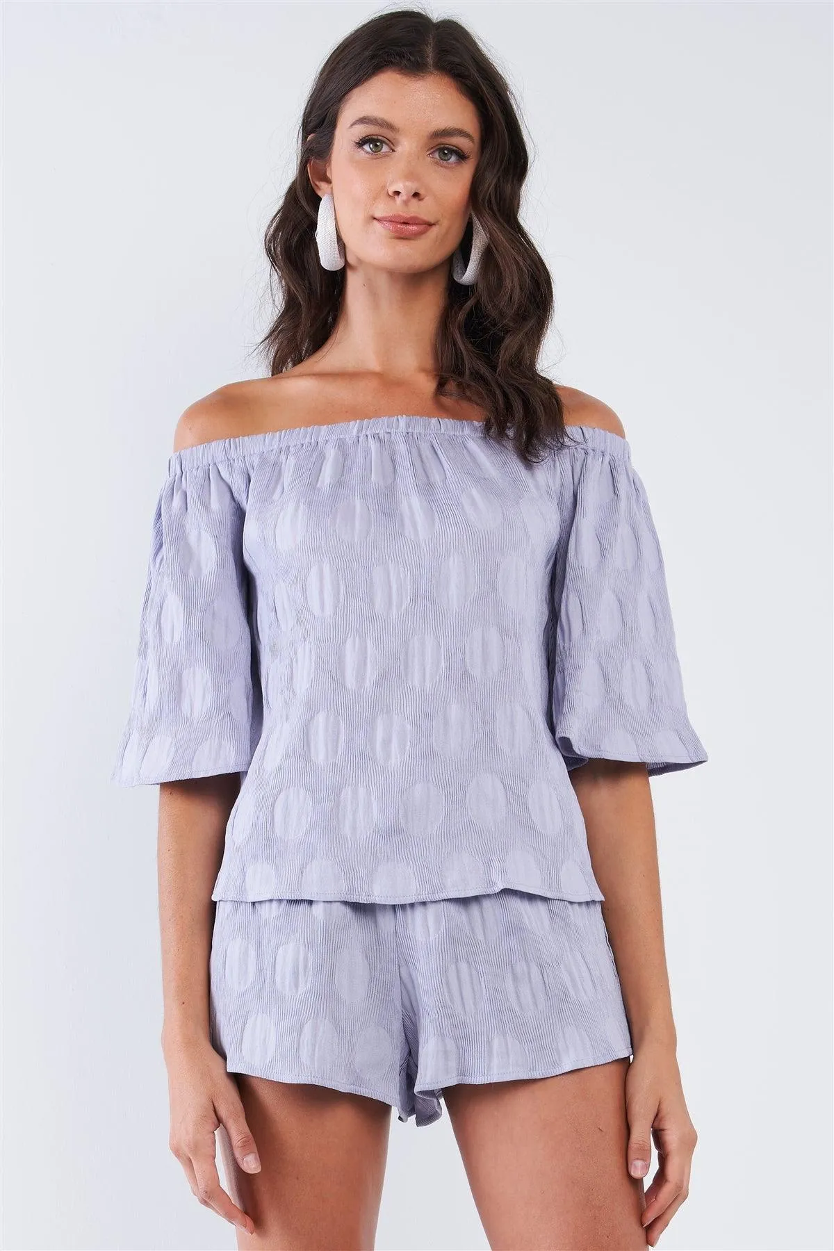 Bluebell Sleeve Off-The-Shoulder Loose Fit Pleated Top