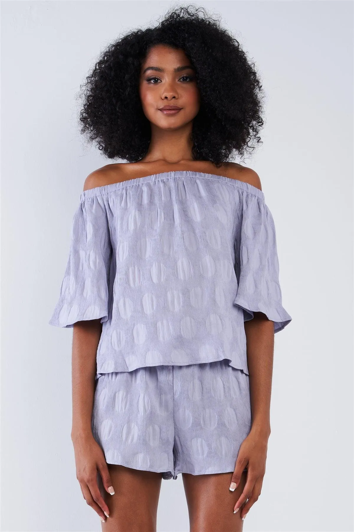 Bluebell Sleeve Off-The-Shoulder Loose Fit Pleated Top