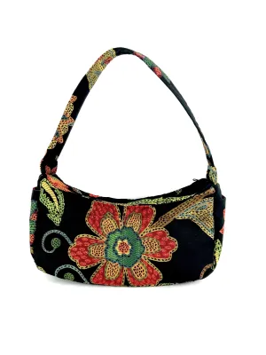 Boat Bag,  Large, in Vintage Black Floral Jacquard