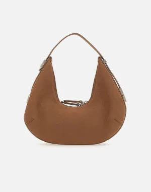 Cognac Tumbled Leather Hobo Bag