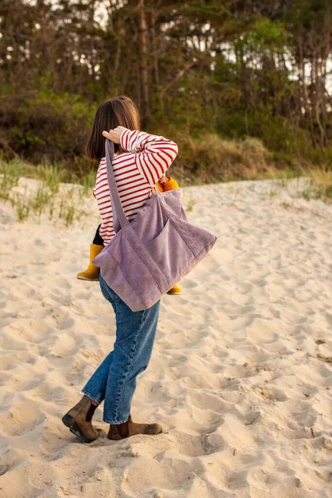 Corduroy Mom Bag Lavender | Tote Bag