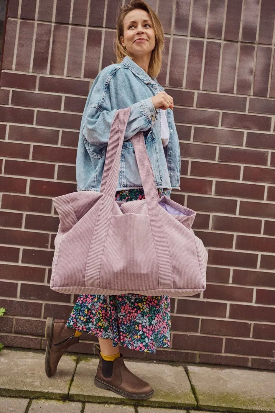 Corduroy Mom Bag Lavender | Tote Bag