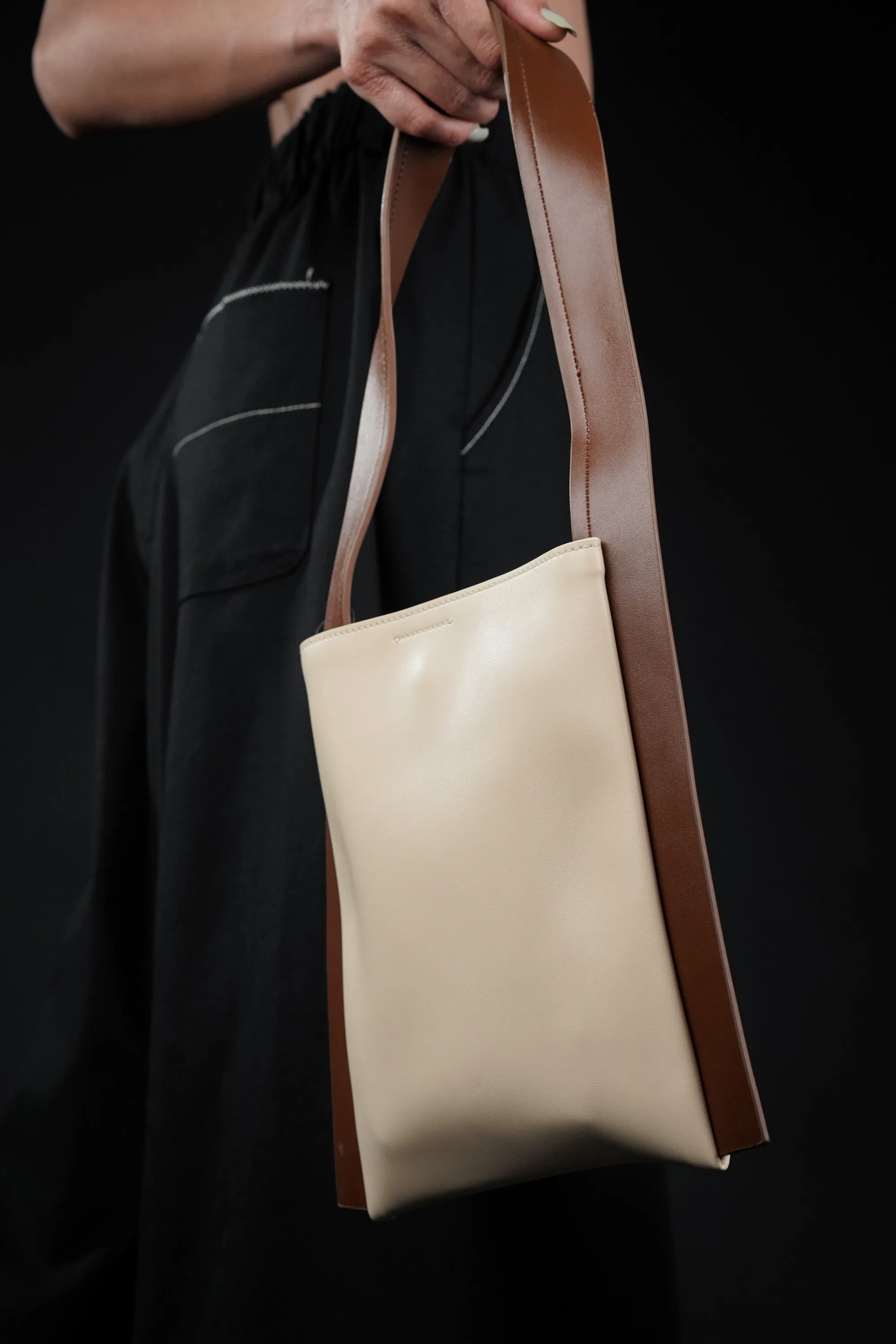 Cream Faux Leather Tote Bag