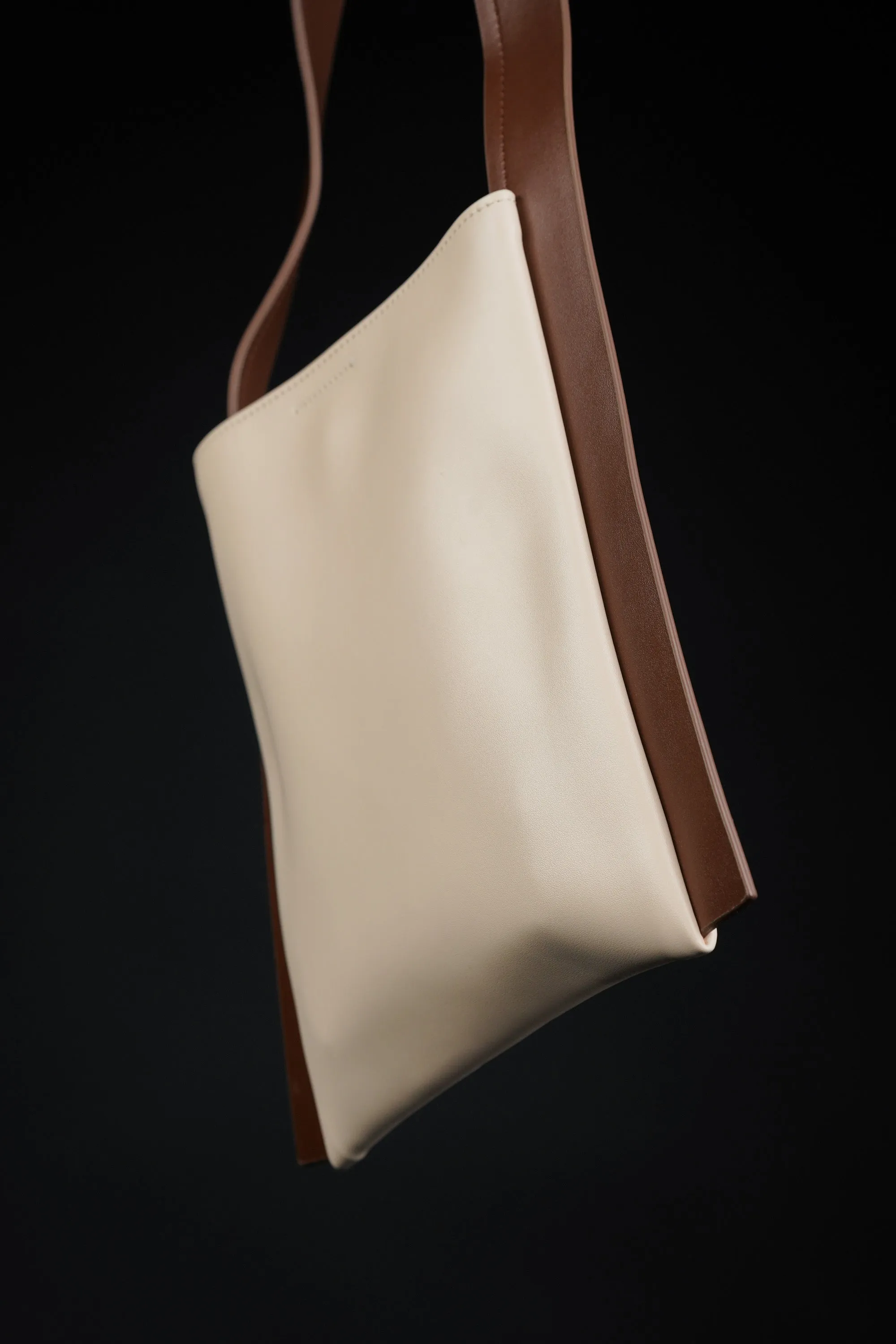 Cream Faux Leather Tote Bag