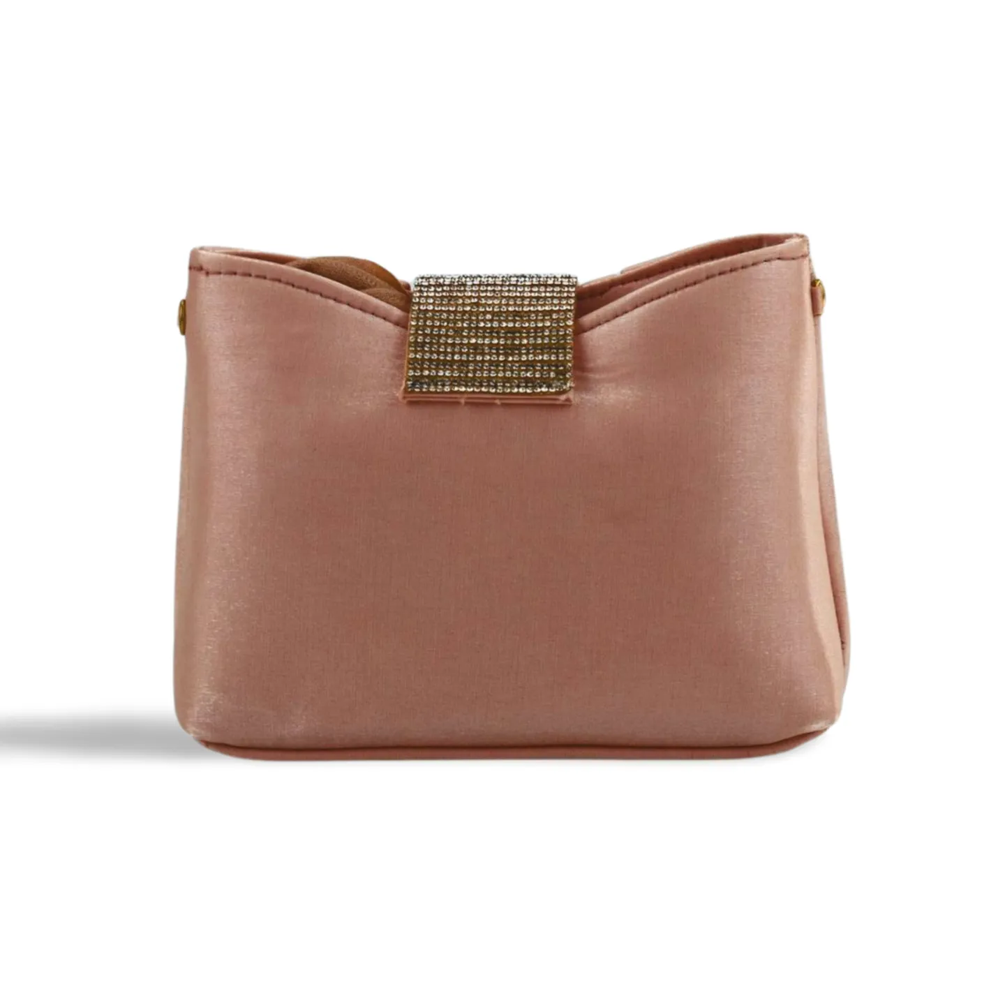 Elegant Satin Clutch Bag with Detachable Gold Chain