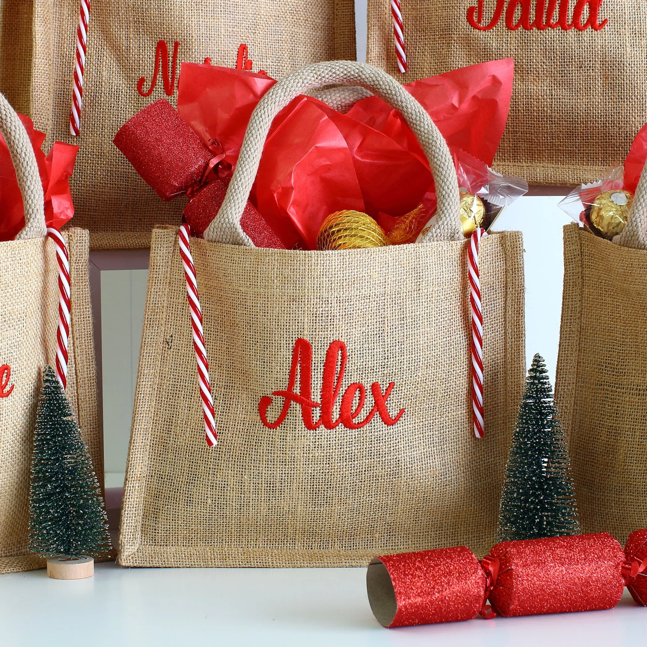 Embroidered gift bags - Natural