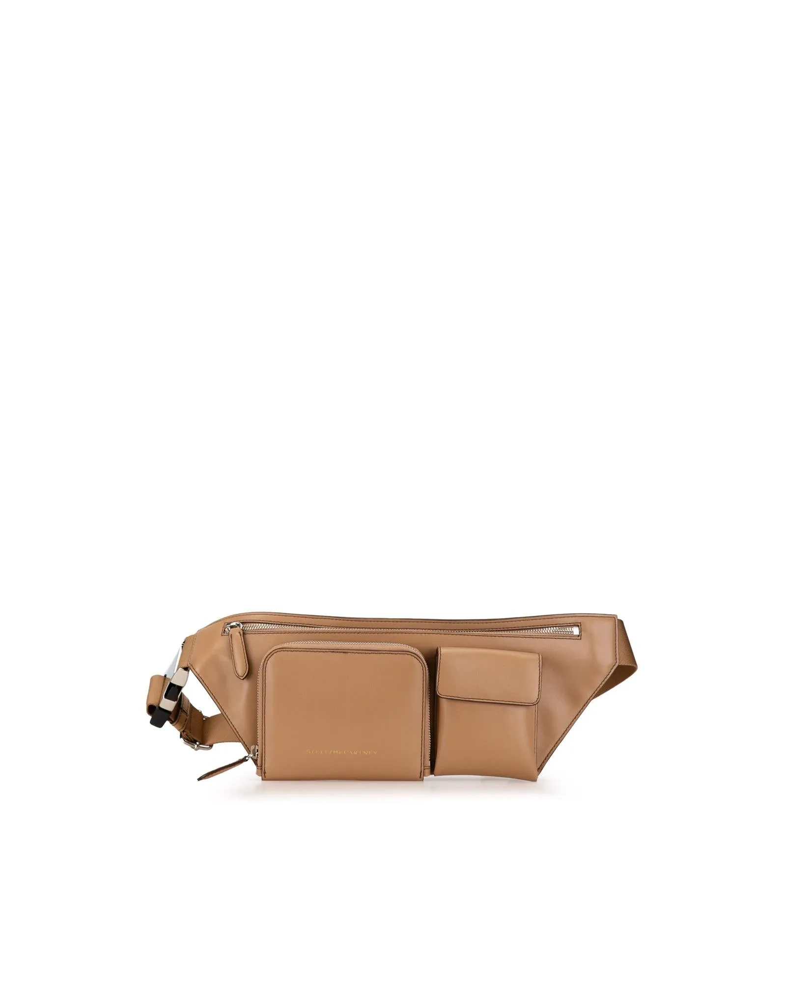 Faux Leather Belt Bag with Zip Closure and Exterior Pockets