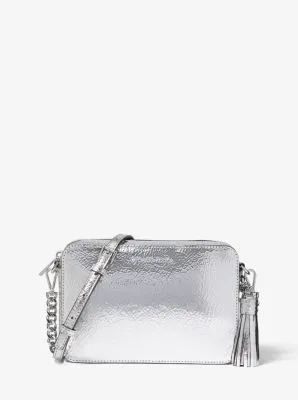 Ginny Medium Crackled Metallic Leather Crossbody Bag