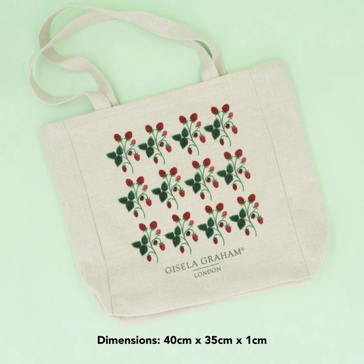 Gisela Graham 40cm Strawberries Fabric Tote Bag