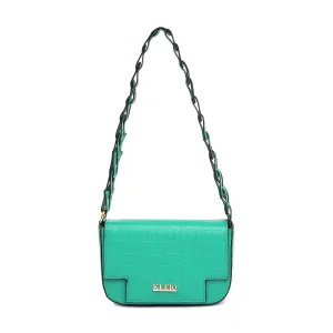 KLEIO Vegan Leather Mini Croco Textured Shoulder Bag Women with Magnetic Closure (Green)