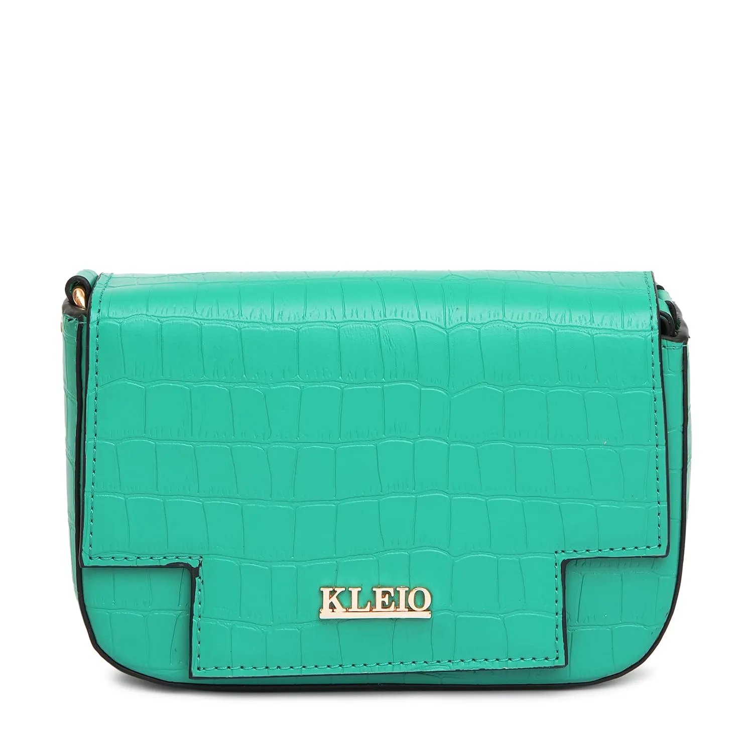 KLEIO Vegan Leather Mini Croco Textured Shoulder Bag Women with Magnetic Closure (Green)