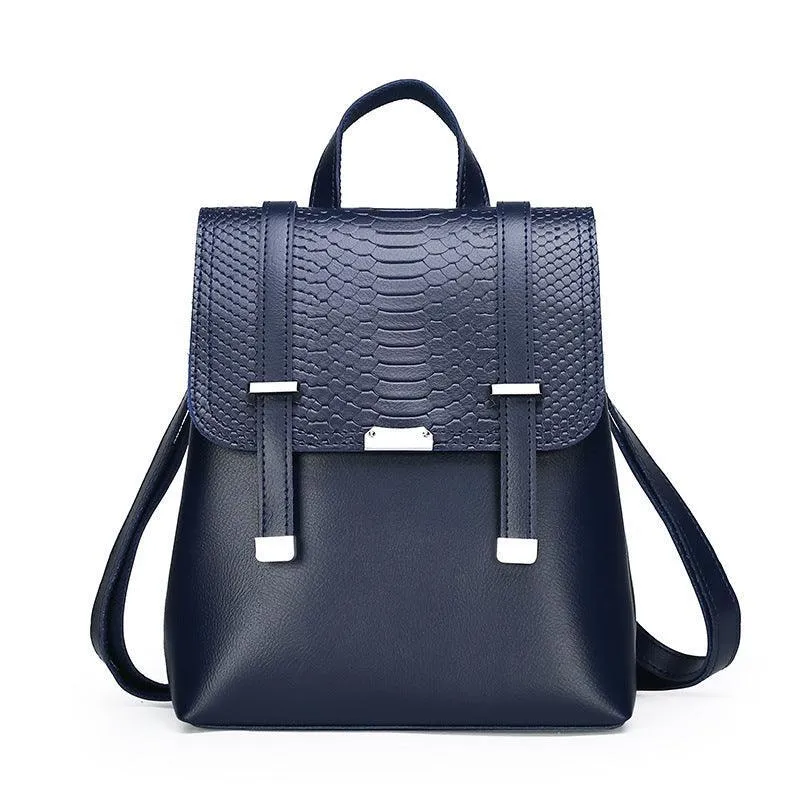 Korean Style Solid Color Fashion PU Embossed Backpack