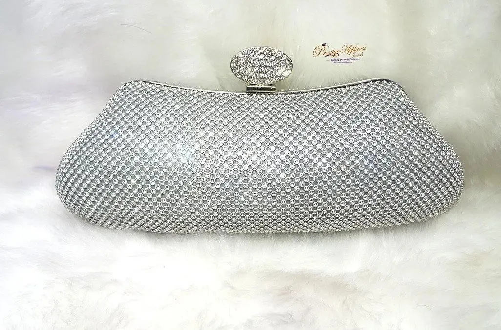 Ladies Sparkly Crystal Diamante Evening Silver Bag Wedding Clutch Party Bag Womens Handbag