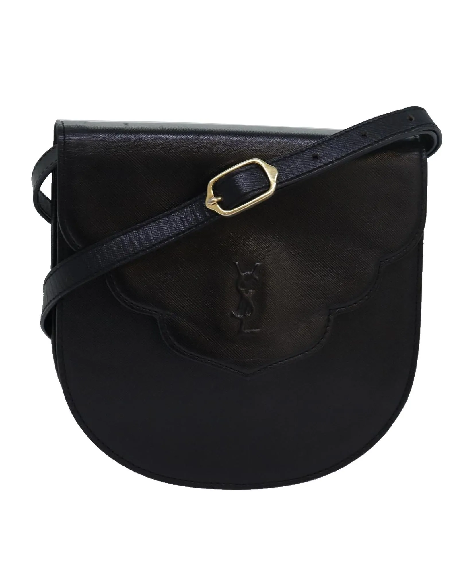 Leather Shoulder Bag with Chain Strap and Flap Closure