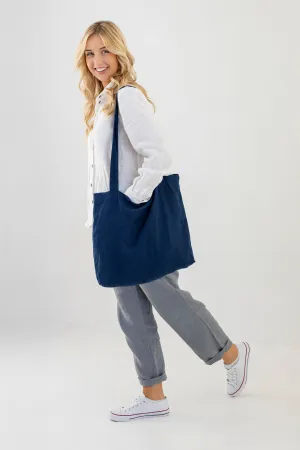 Linen Tote Bag In Midnight Blue