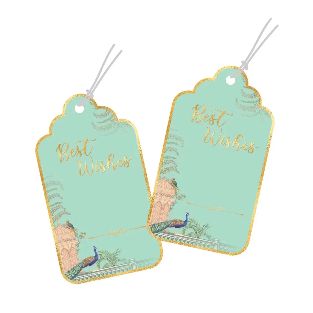 Luxe Personalised Gift Tags - Peacock Garden Green