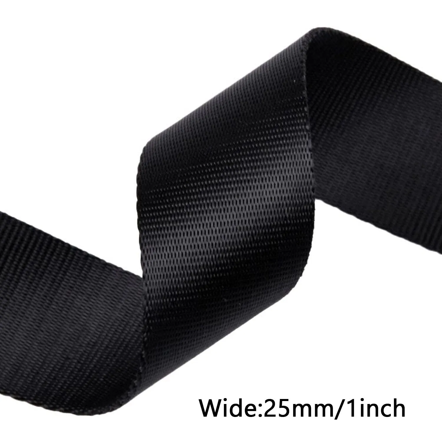 Nylon Webbing Strap Black Flat Heavy Fastening Strap for Bags Slings Belts Outdoor (20-50mm)