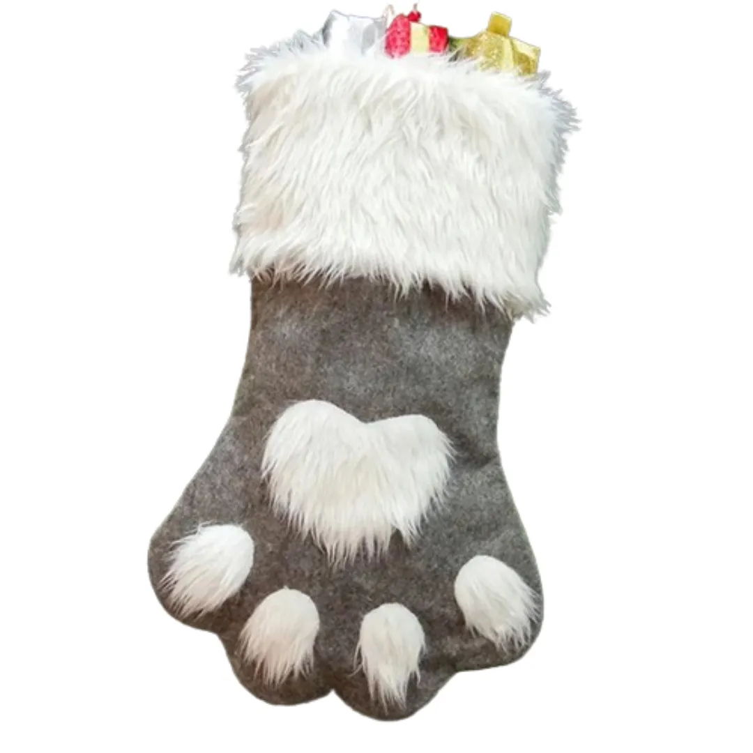 PetAffairs Christmas Gift Plaid Paw Stocking