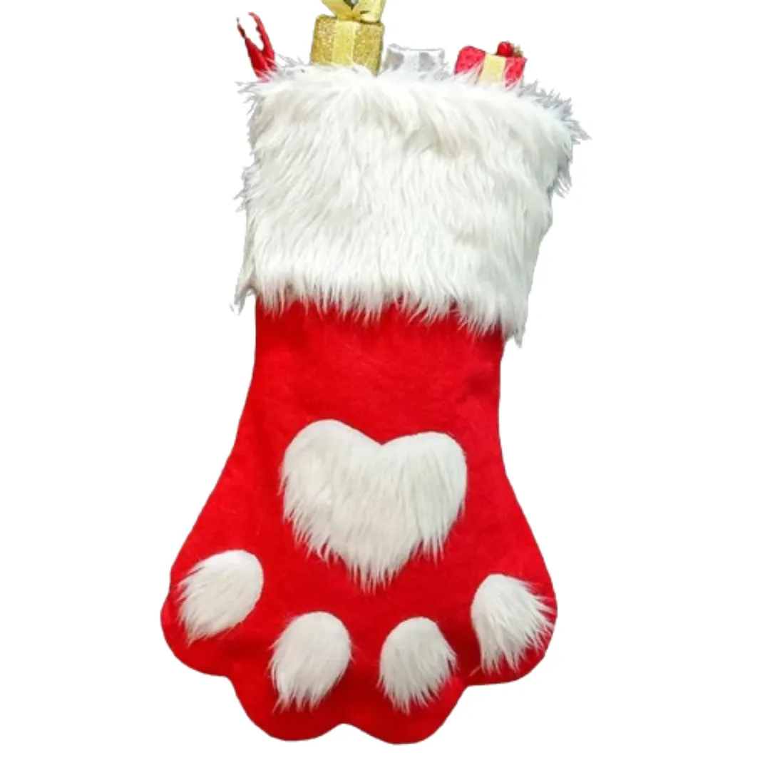 PetAffairs Christmas Gift Plaid Paw Stocking