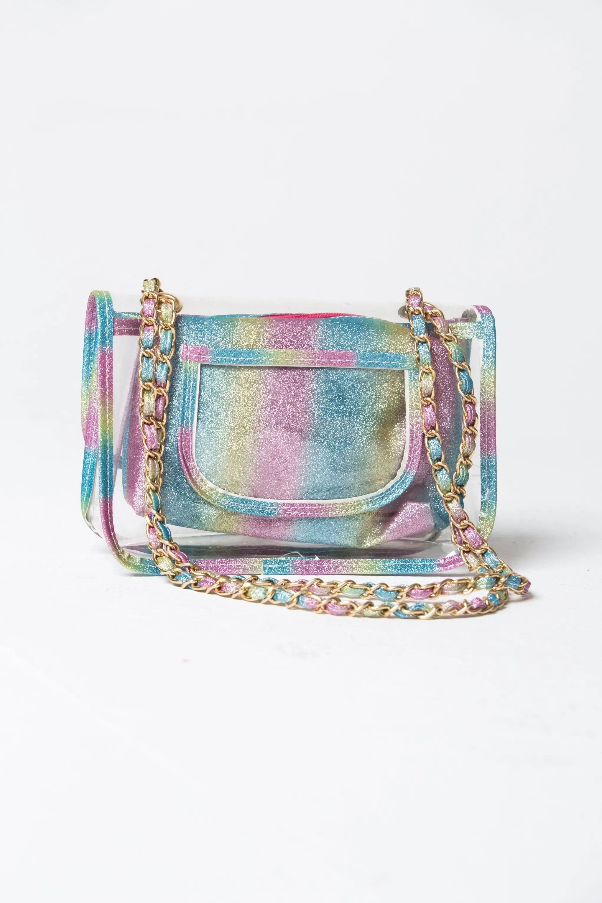 Rainbow Paint Clear Small Tote Messenger Bag