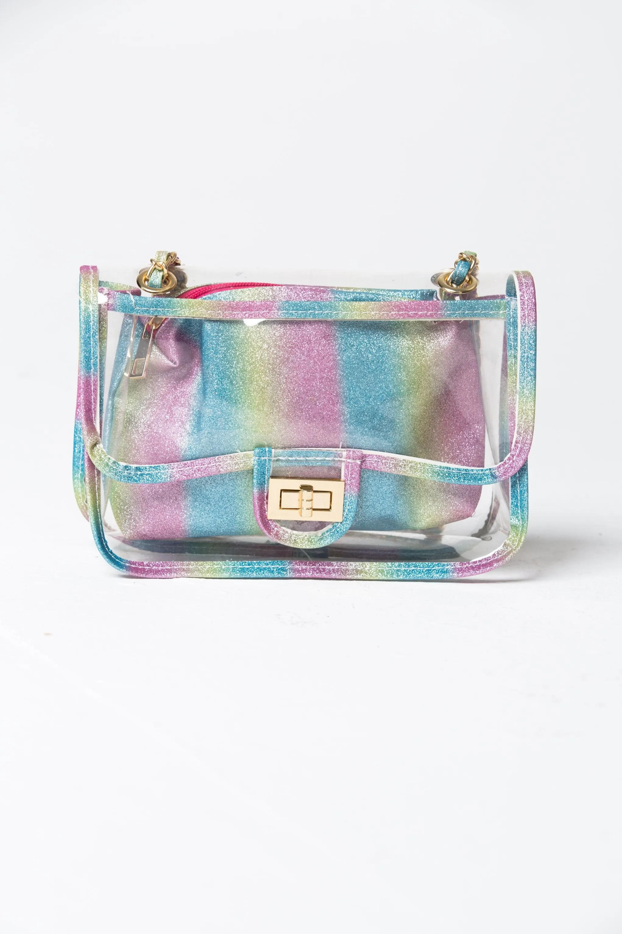 Rainbow Paint Clear Small Tote Messenger Bag