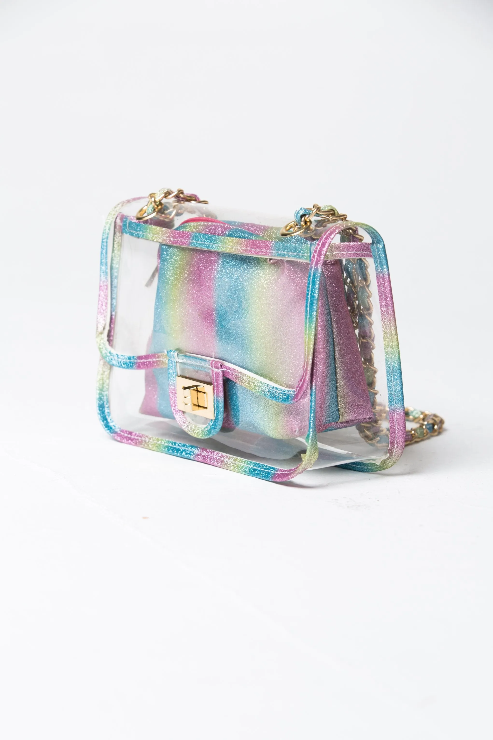 Rainbow Paint Clear Small Tote Messenger Bag