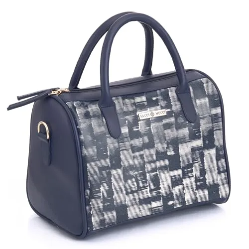 SACCI MUCCI Women's Handbag | Women's Tote Bag | Women's Top-Handle Bags | Women's Satchels- Irregular Stripes Tie Dye (Navy Blue)