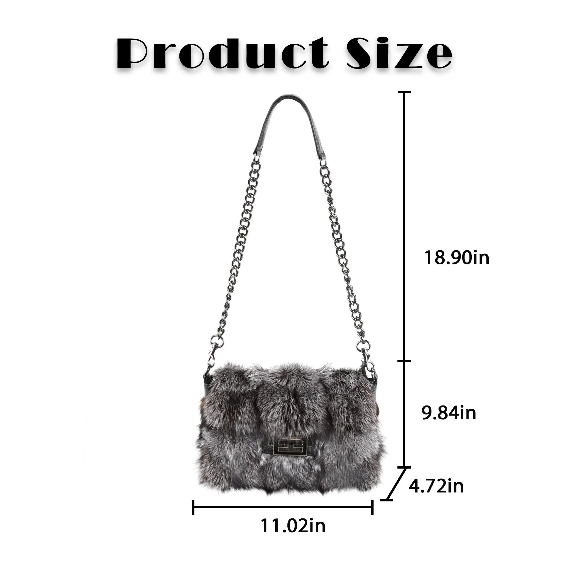 Satchel Bags for Women Fox Fur Satchel Purse Removable Crossbody Strap Shoulder Bag Dark Green FS19809