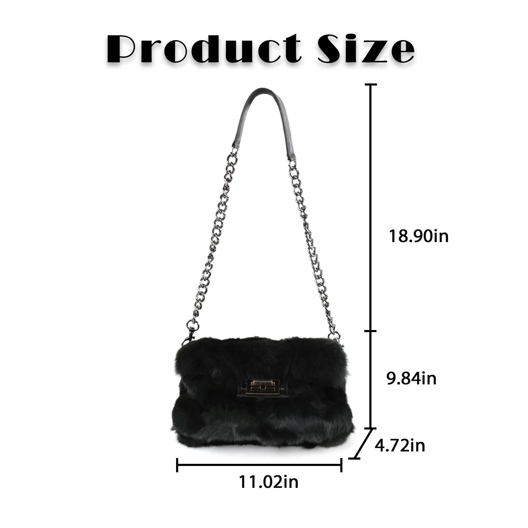 Satchel Bags for Women Fox Fur Satchel Purse Removable Crossbody Strap Shoulder Bag Dark Green FS19809