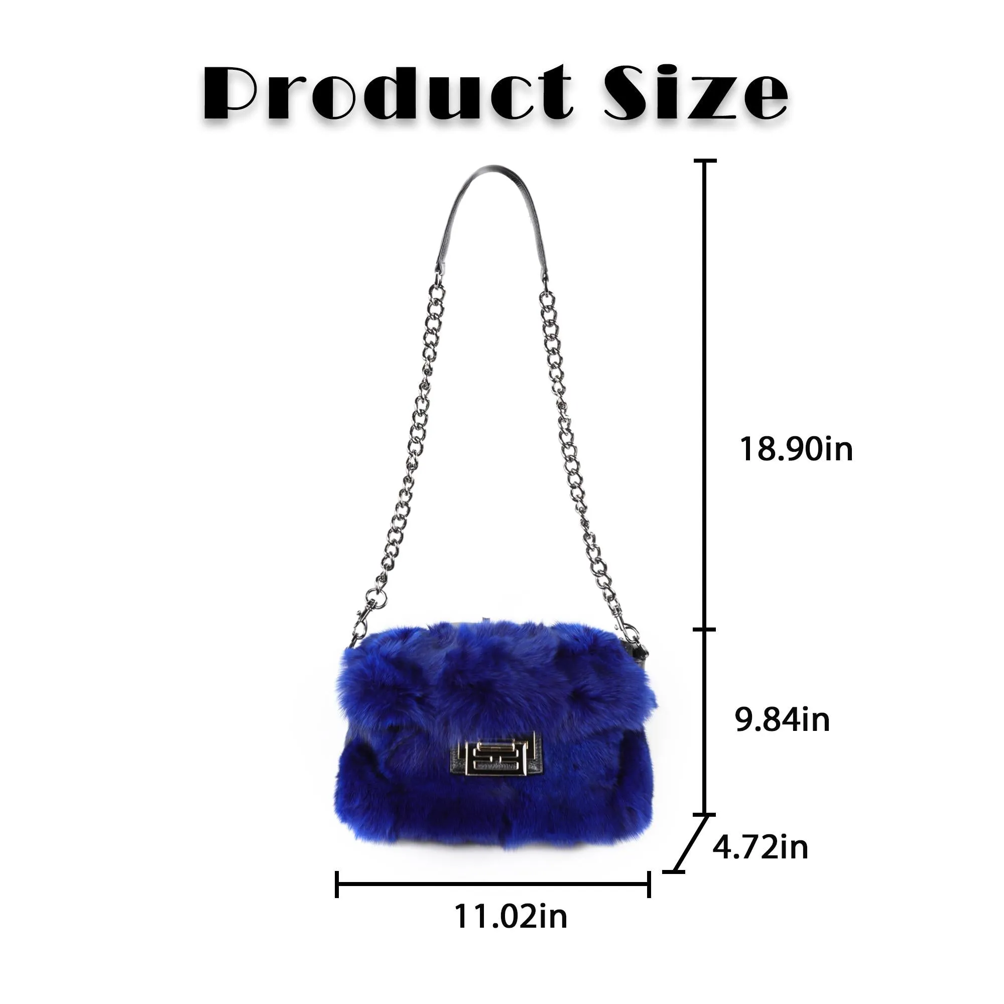 Satchel Bags for Women Fox Fur Satchel Purse Removable Crossbody Strap Shoulder Bag Dark Green FS19809