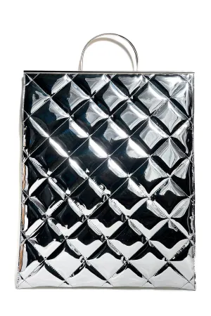 SILVER QUILTED SHOPPER