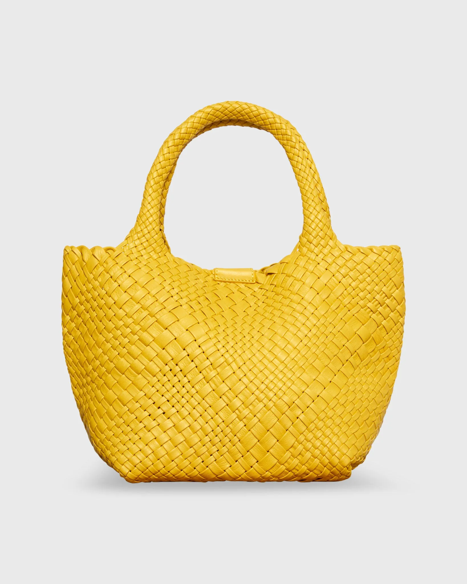 Small Mercato Handwoven Tote in Yellow Leather