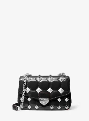 Soho Small Studded Quilted Patent Leather Shoulder Bag