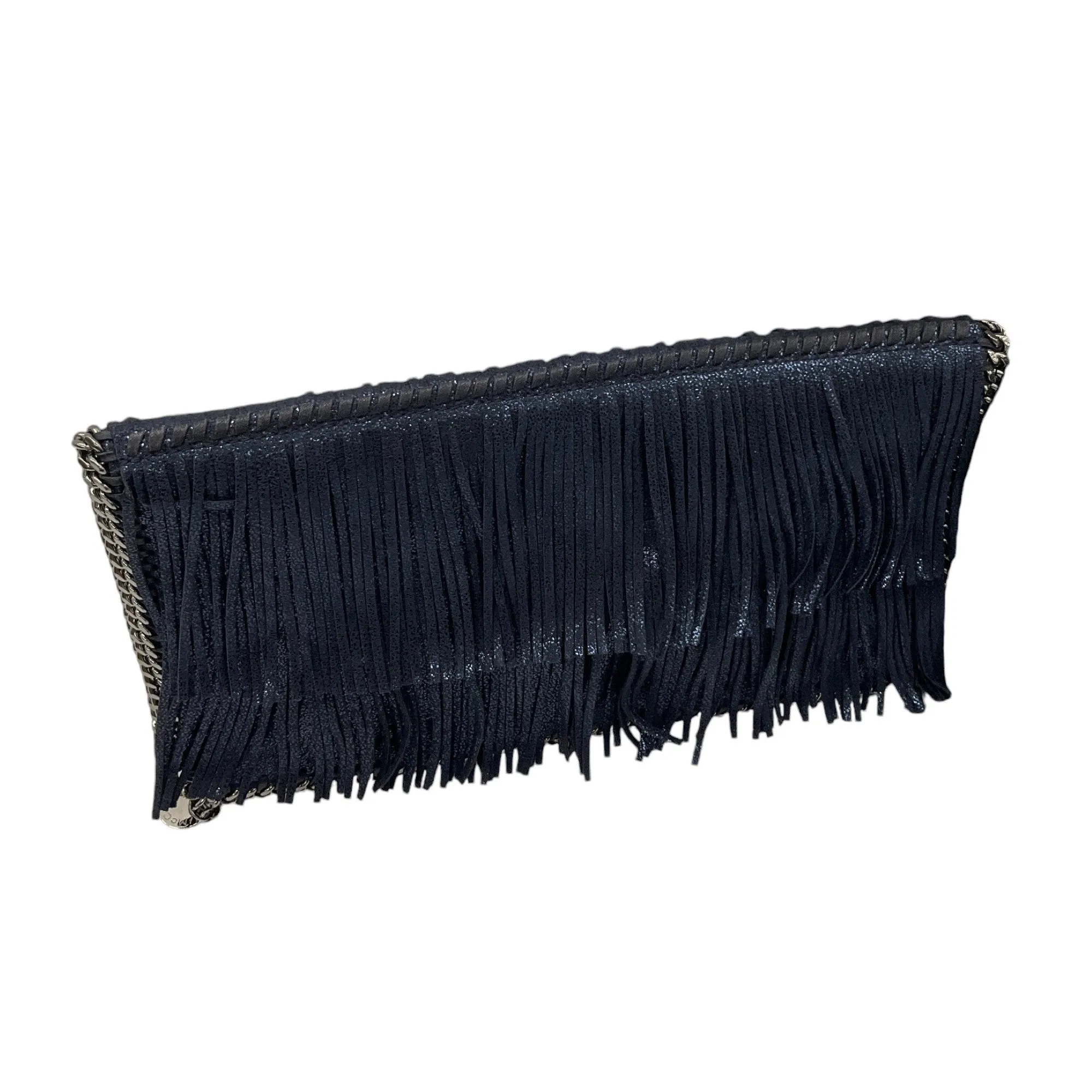 Stella McCartney Ink Shiny Dot Fringed Foldover Clutch