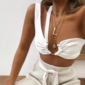 Trendy Shoulder Crop Tube Top