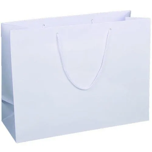 White Glossy Rope Handle Euro-Tote Shopping Bags - 16.0 x 6.0 x 12.0