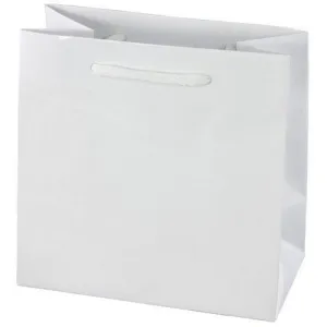 White Glossy Rope Handle Euro-Tote Shopping Bags - 9.0 x 3.5 x 7.0