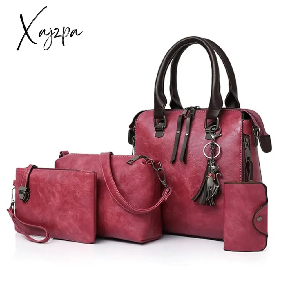 Xajzpa - Chinese Style Floral Printing Women Handbags Shoulder Bags Set Female Practical Composite Bag 6-Piece Set Designer Brand Bolsa