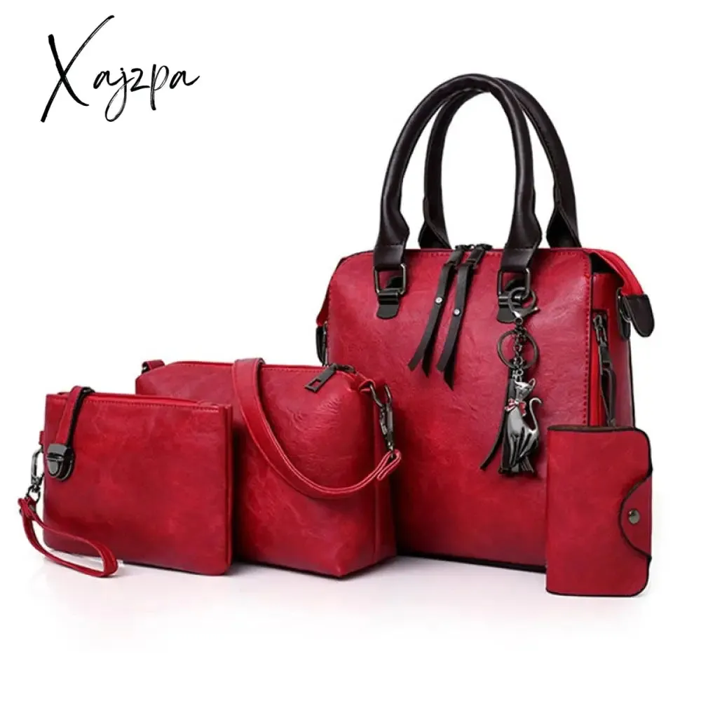 Xajzpa - Chinese Style Floral Printing Women Handbags Shoulder Bags Set Female Practical Composite Bag 6-Piece Set Designer Brand Bolsa