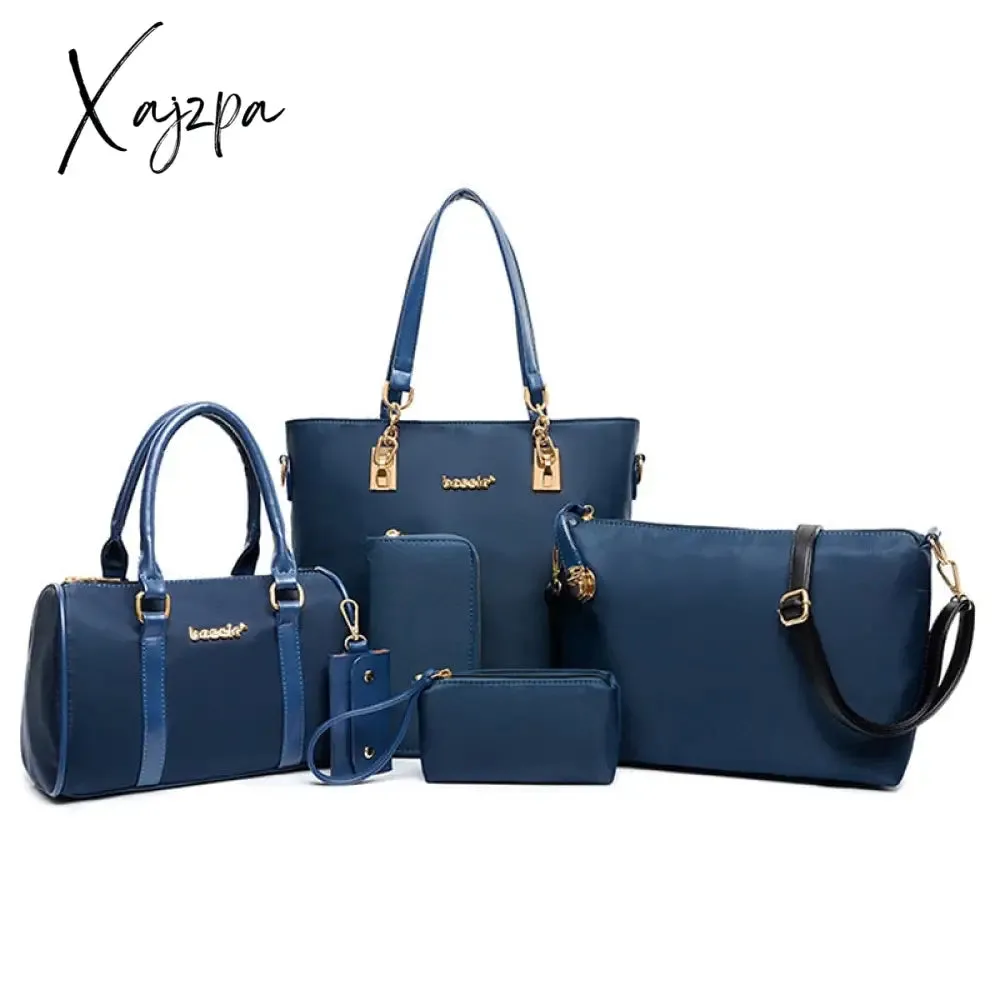 Xajzpa - Chinese Style Floral Printing Women Handbags Shoulder Bags Set Female Practical Composite Bag 6-Piece Set Designer Brand Bolsa