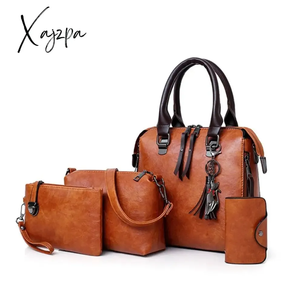 Xajzpa - Chinese Style Floral Printing Women Handbags Shoulder Bags Set Female Practical Composite Bag 6-Piece Set Designer Brand Bolsa