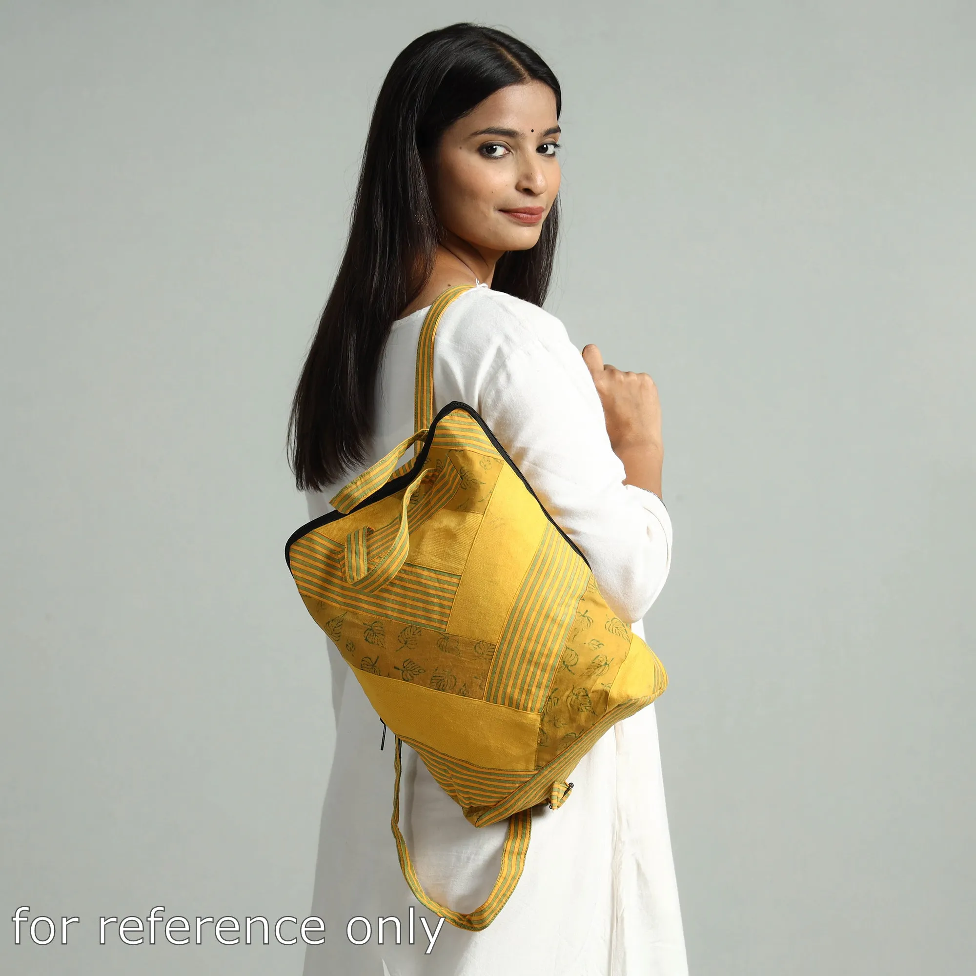 Yellow - Jugaad Patchwork Handmade Pithu Bag 128